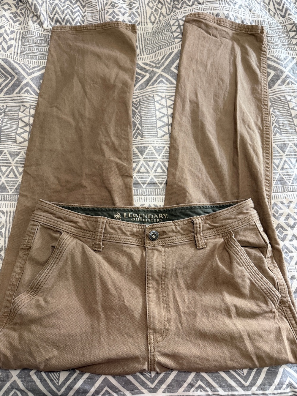 Legendary Outfitters Khaki Utility Cargo Pants Men’s 34x32 Straight Stretch Tan